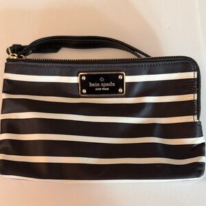 Kate Spade Black and White Striped Wristlet